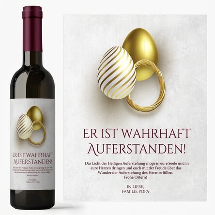 Wein mit individueller Aufschrift zu Ostern – Er ist wahrhaft auferstanden