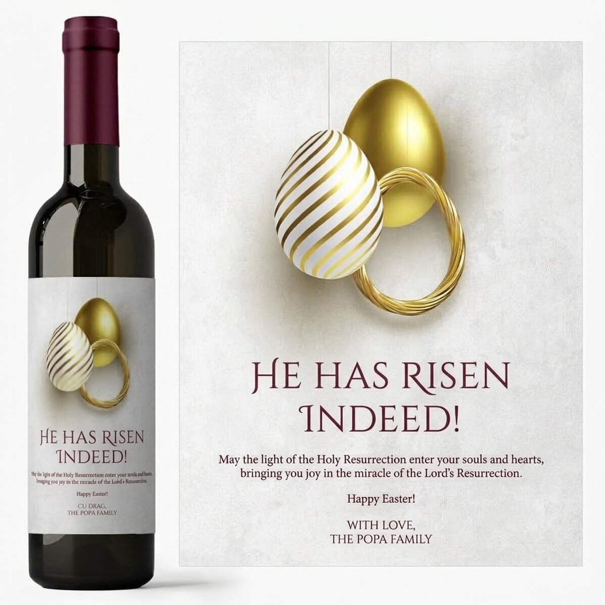 Wein mit individueller Aufschrift zu Ostern – Er ist wahrhaft auferstanden