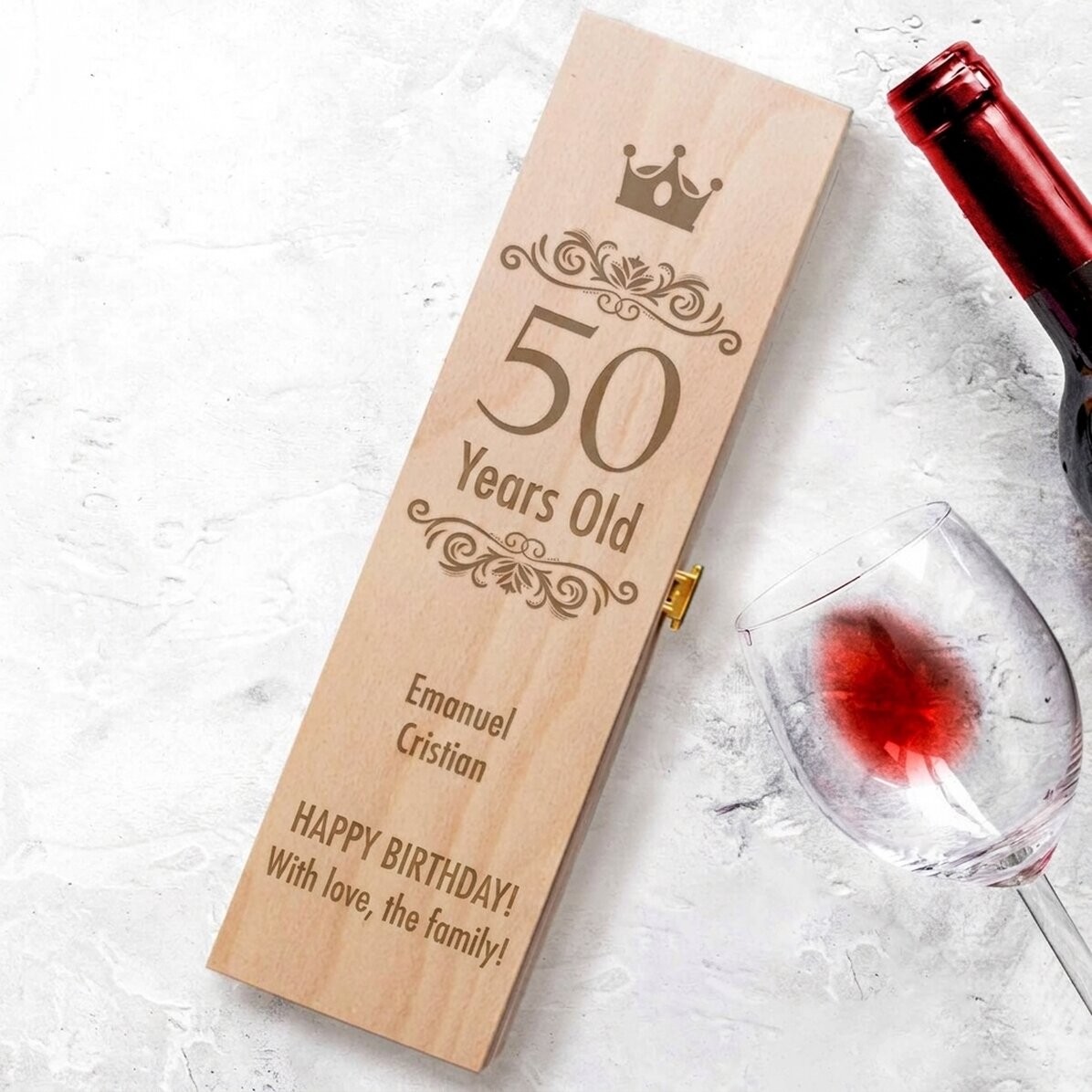 Personalisierte Weinkiste – Herzlichen Glückwunsch zum Geburtstag!