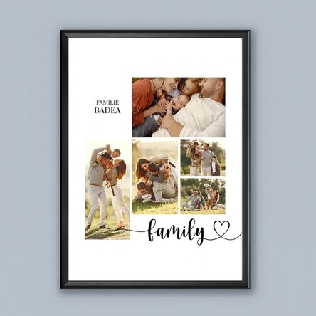 Individuell gestaltetes Bild mit Text und 5 Fotos – Unsere Familie