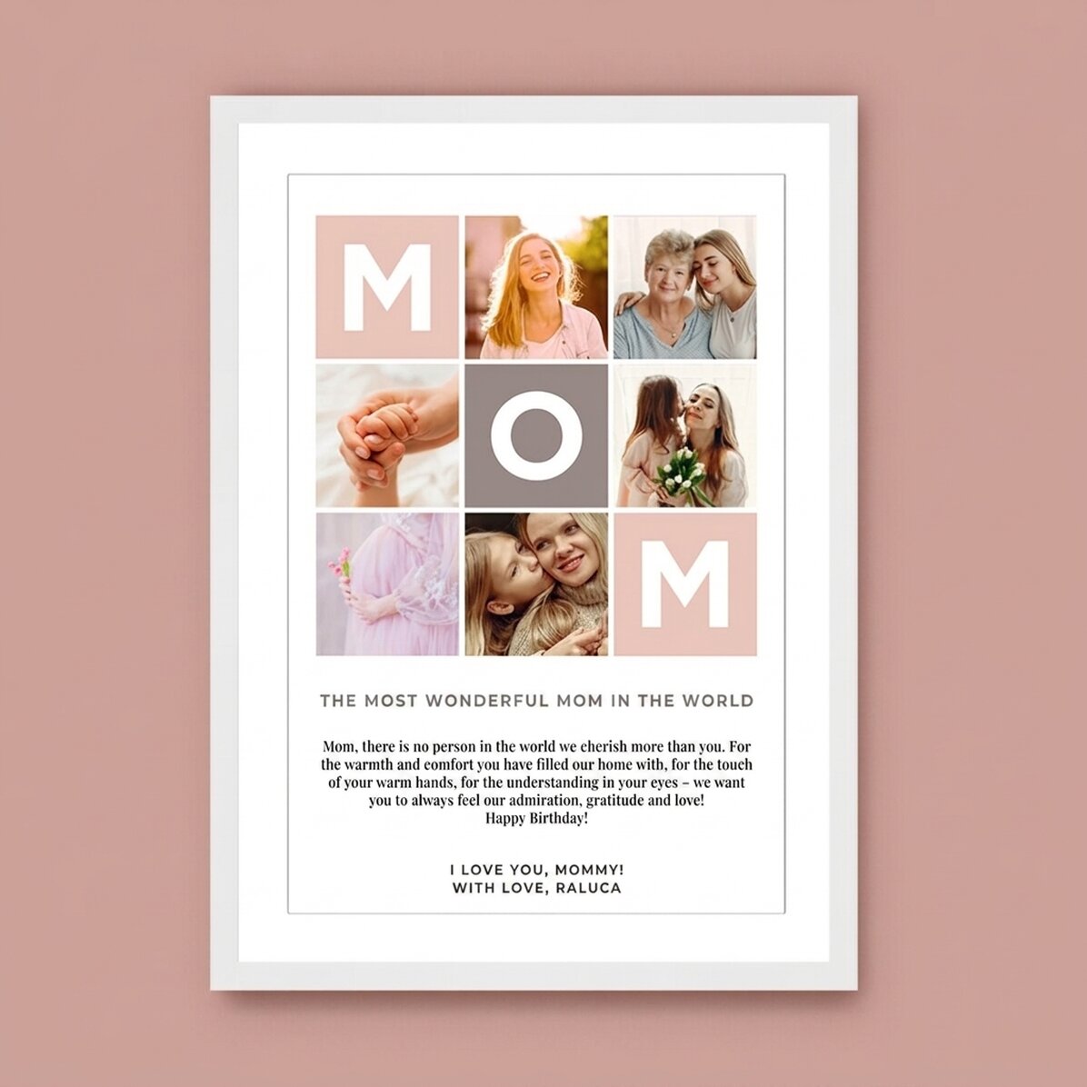 Individuell gestaltetes Bild mit Text und 6 Fotos – MOM