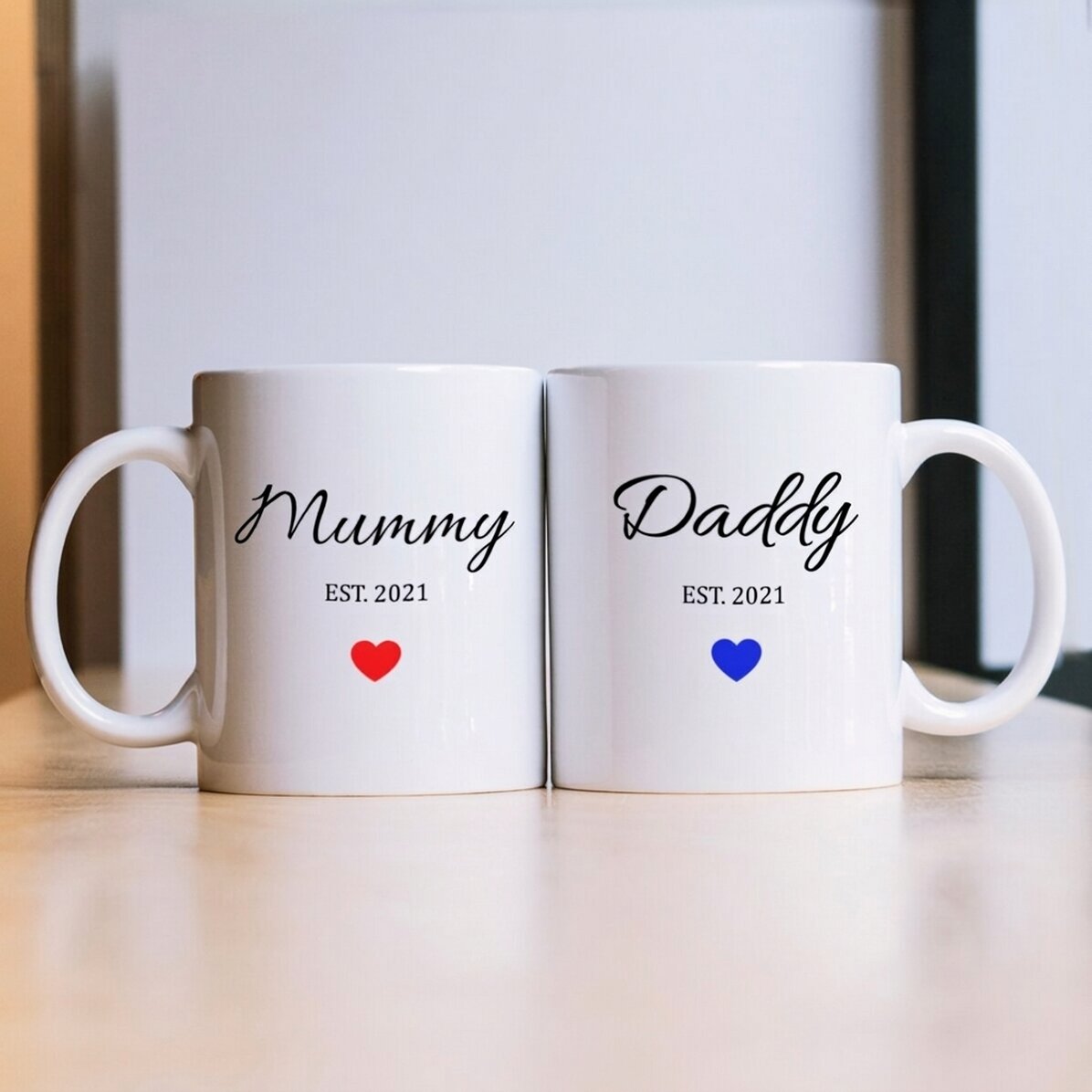 Tassen für Paare mit Aufdruck – Mom & Dad