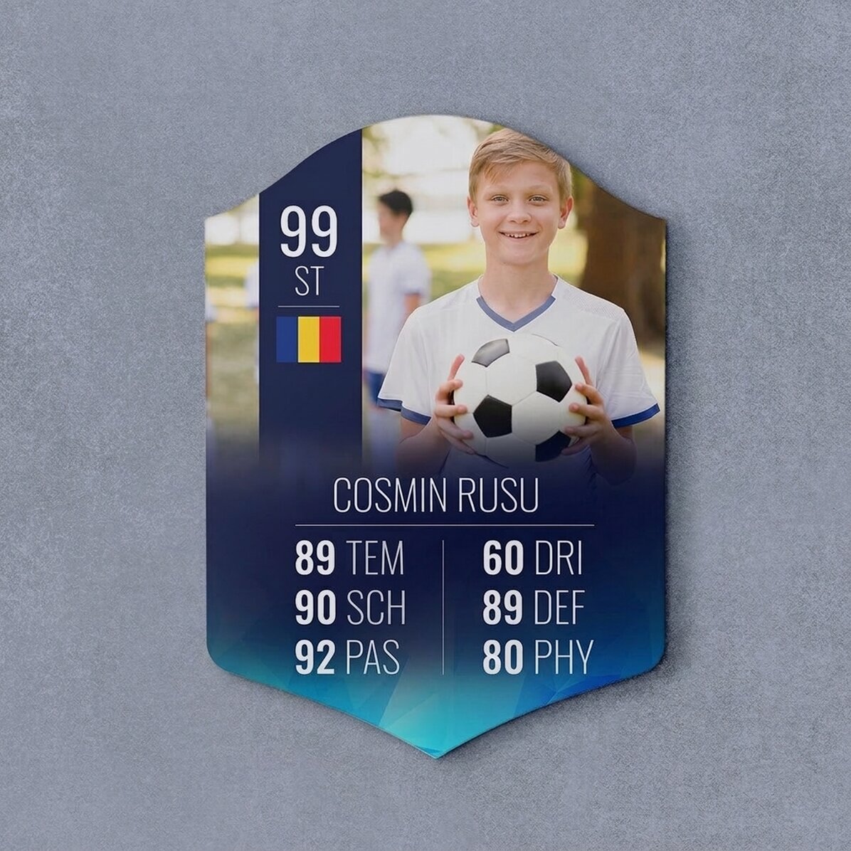 Personalisierte FIFA-Karte mit Foto und Statistiken – Fußballspieler