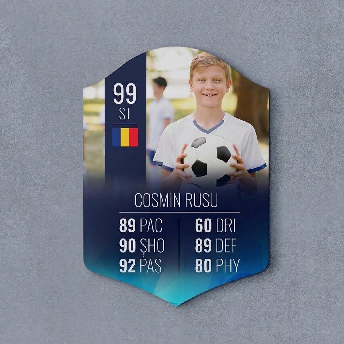 Personalisierte FIFA-Karte mit Foto und Statistiken – Fußballspieler