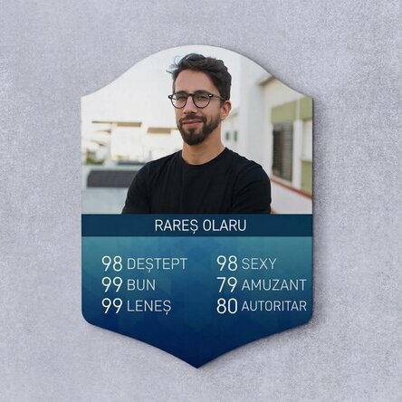 Individuell gestaltete FIFA-Karte mit Foto und Statistiken – Personenbeschreibung