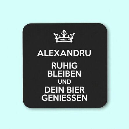 Personalisierter Gläserhalter mit Text – Keep Calm Black