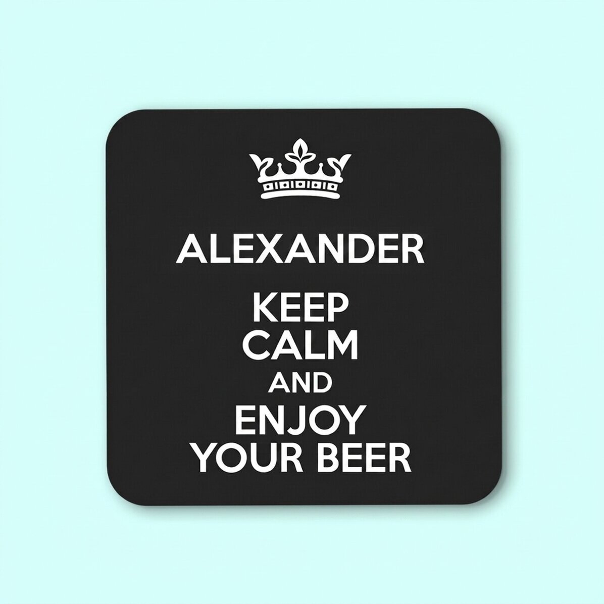 Personalisierter Gläserhalter mit Text – Keep Calm Black