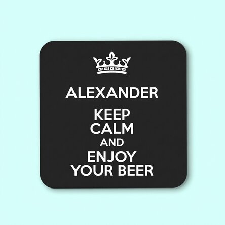 Personalised glass holder with text - Keep Calm Black