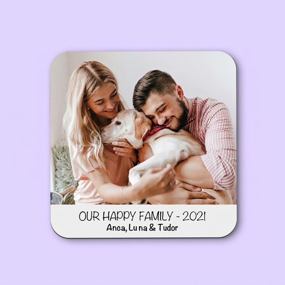 Personalisierter Untersetzer mit Foto und Text