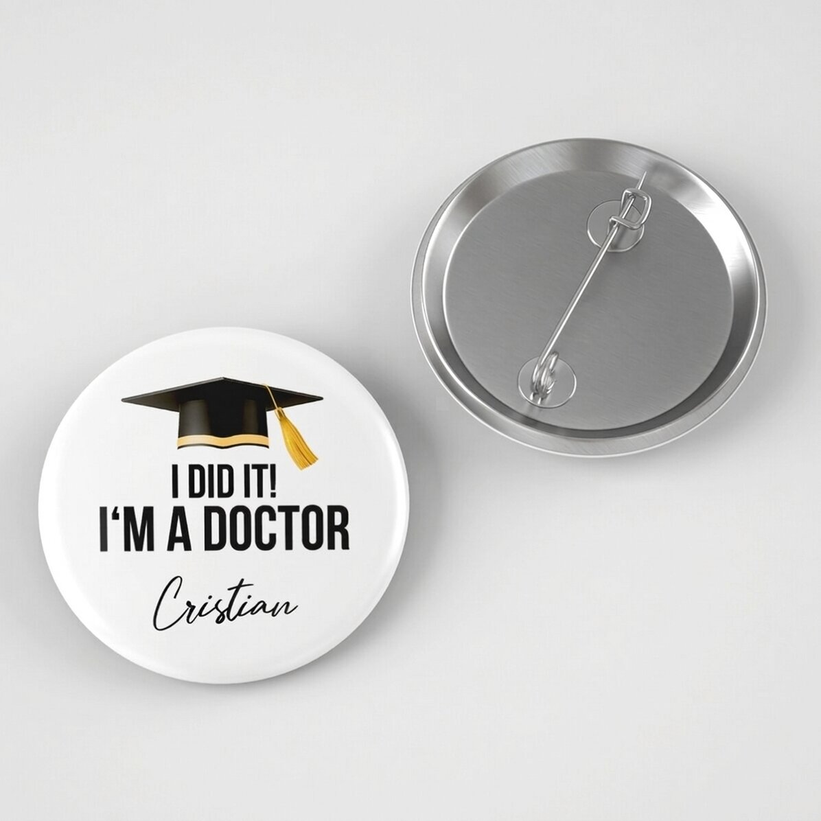 Personalisiertes Button mit Text – „I did it!“