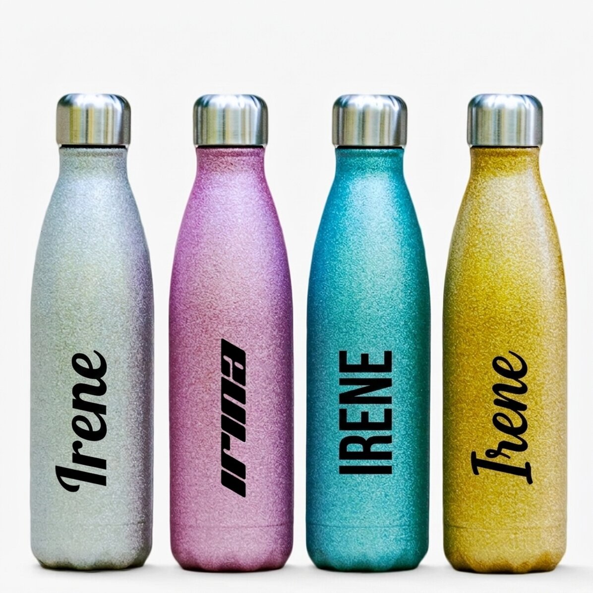 Personalisierte Thermoskanne mit Glitzer und Namen