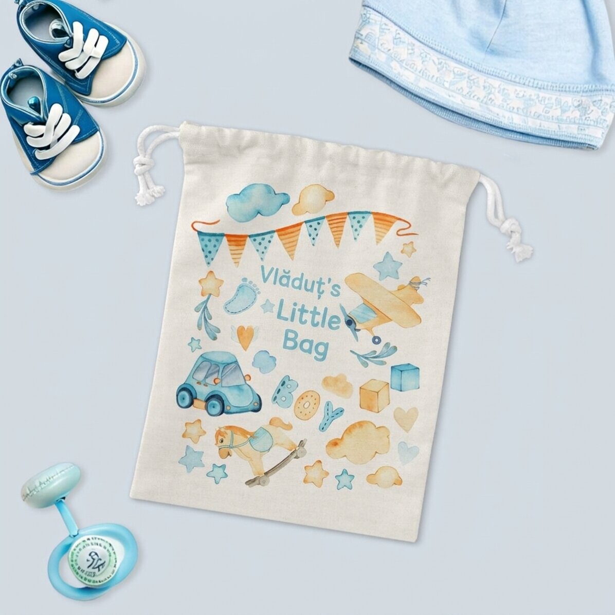 Kleiner Geschenksack mit individueller Beschriftung – Watercolour