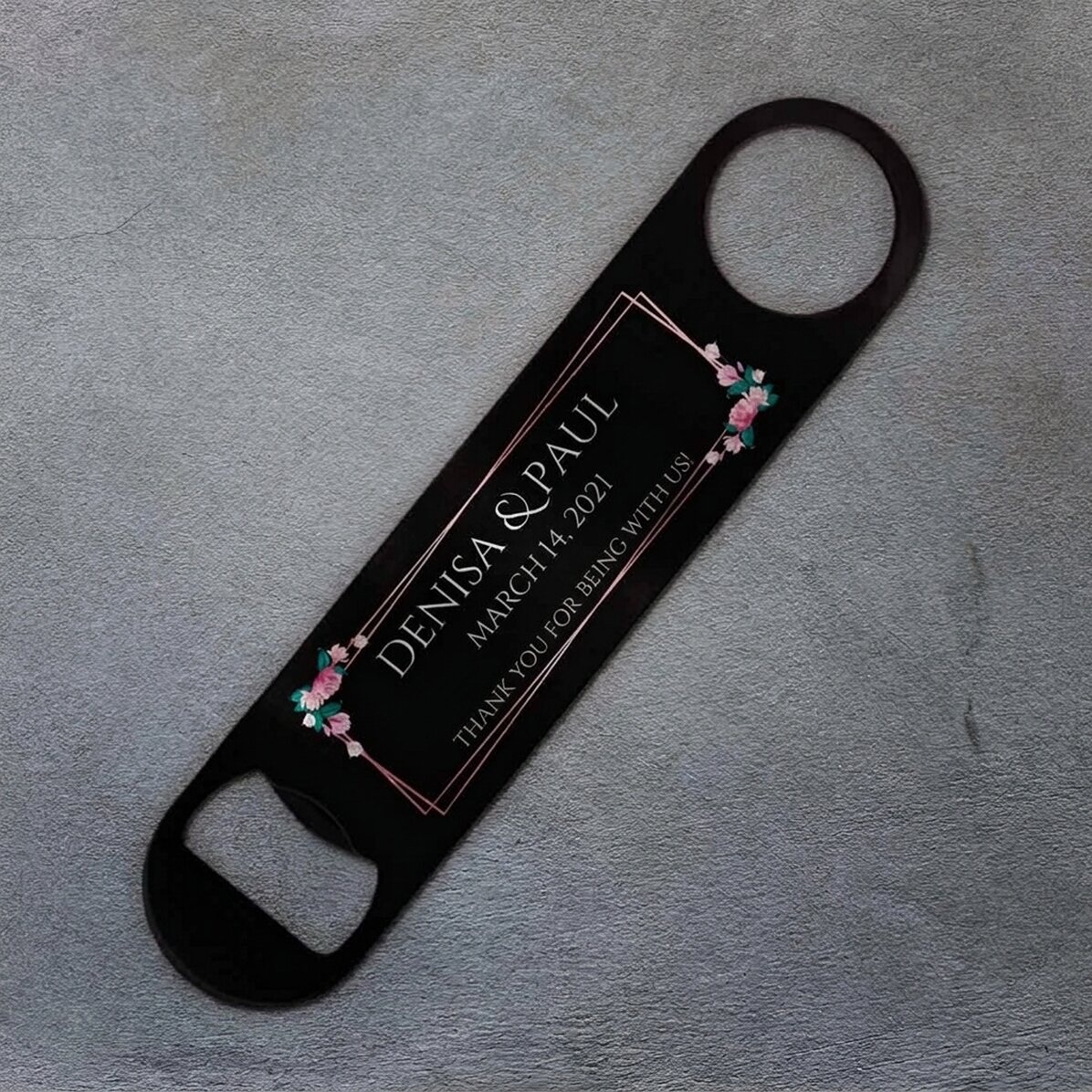 Personalisierter Bieröffner mit Text – Hochzeit