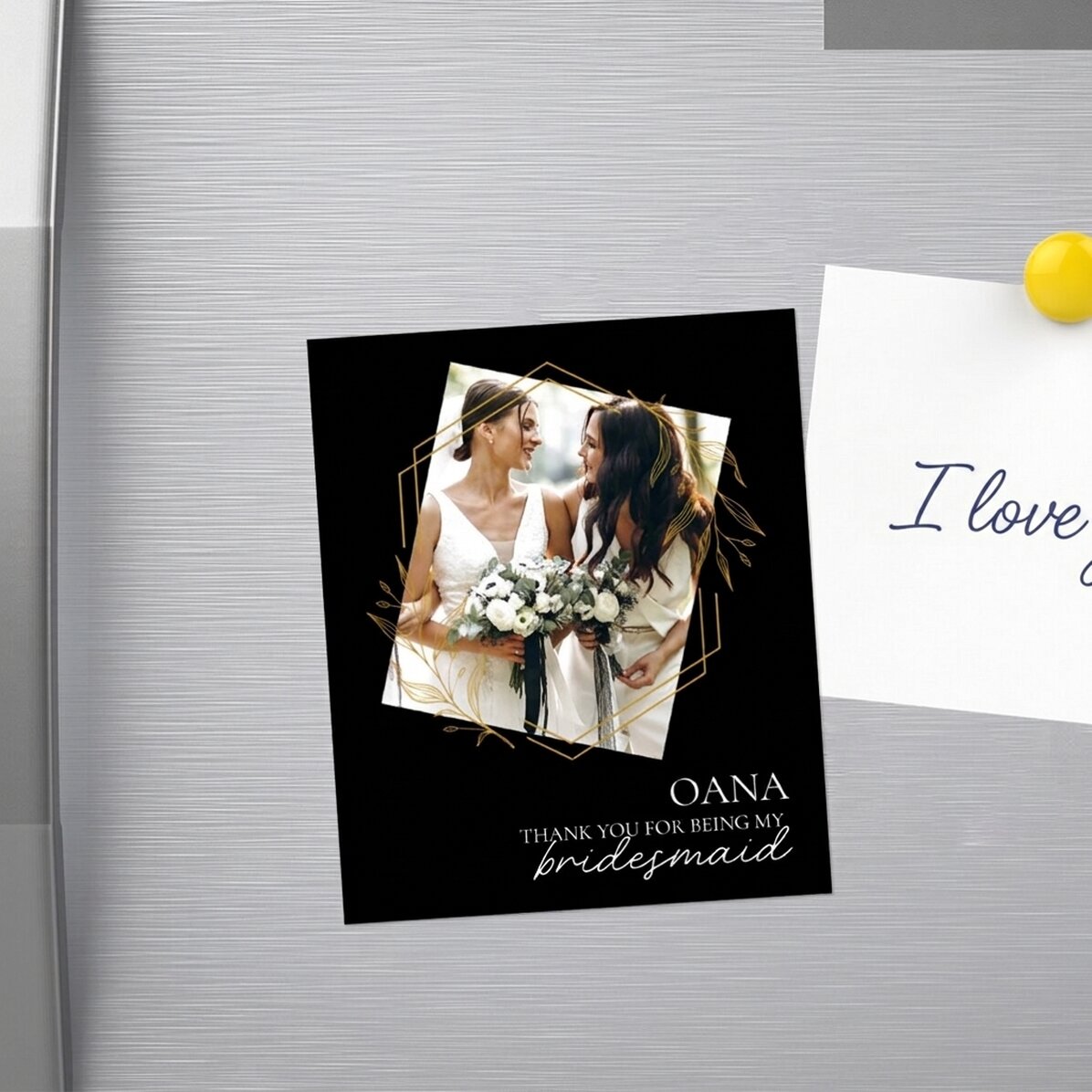Individuell gestalteter Magnet (10 x 12 cm) mit Foto und Text – Thank you!