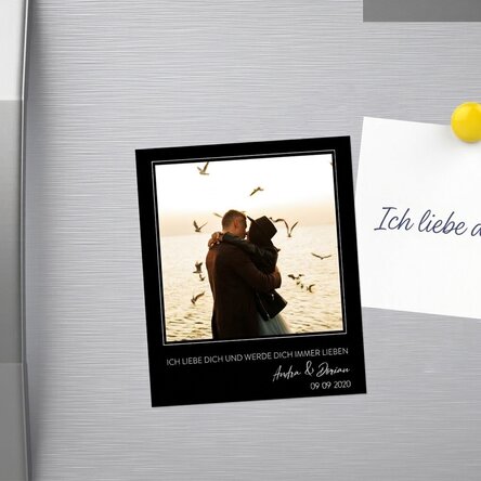 Individuell gestalteter Magnet (10 x 12 cm) mit Foto und Text – Memories