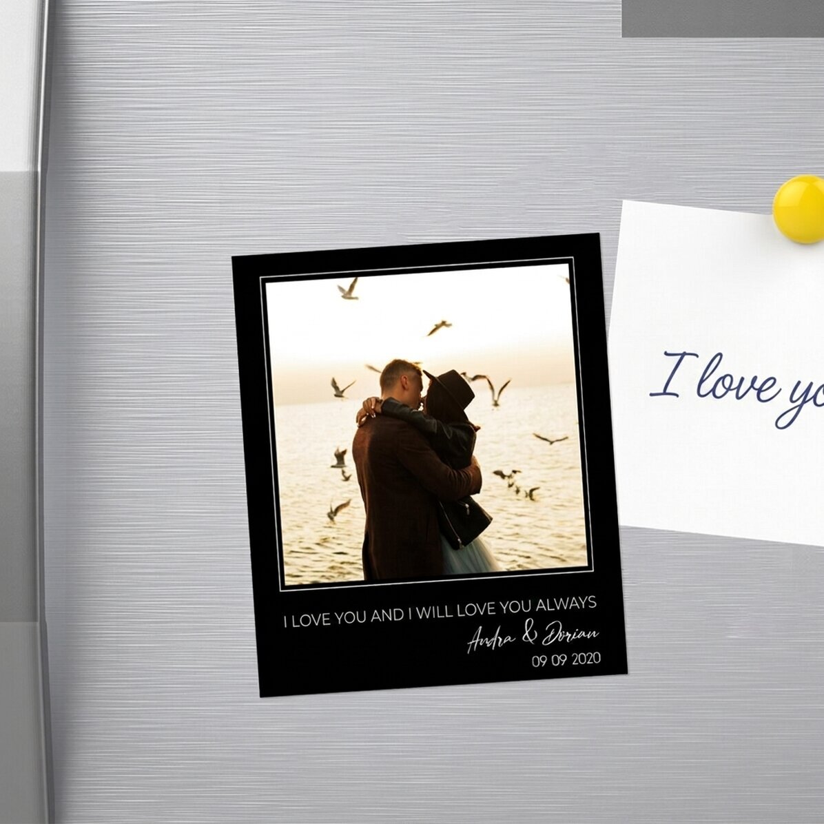 Individuell gestalteter Magnet (10 x 12 cm) mit Foto und Text – Memories