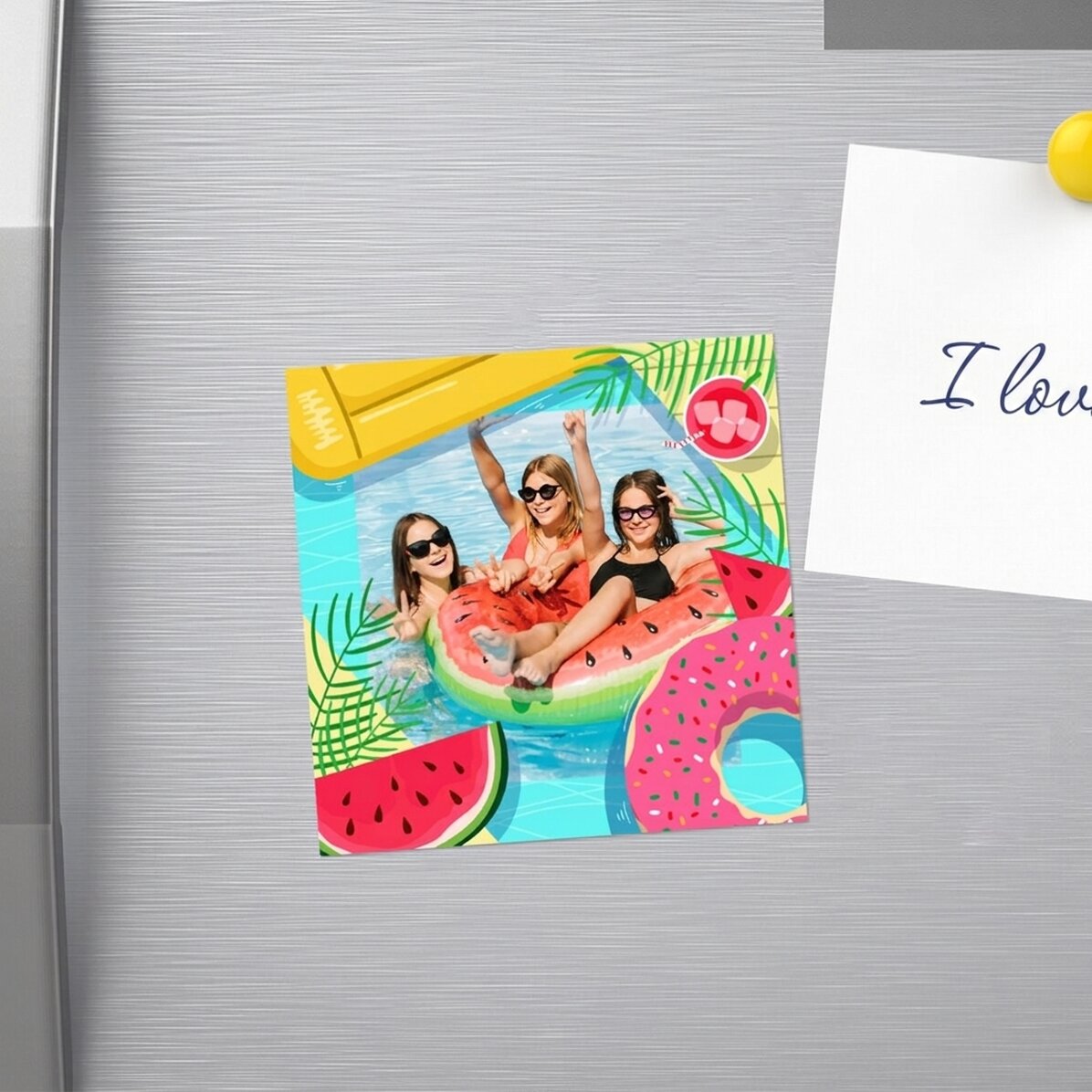 Individuell gestalteter Magnet 10x10 mit einem Foto – Summer time!