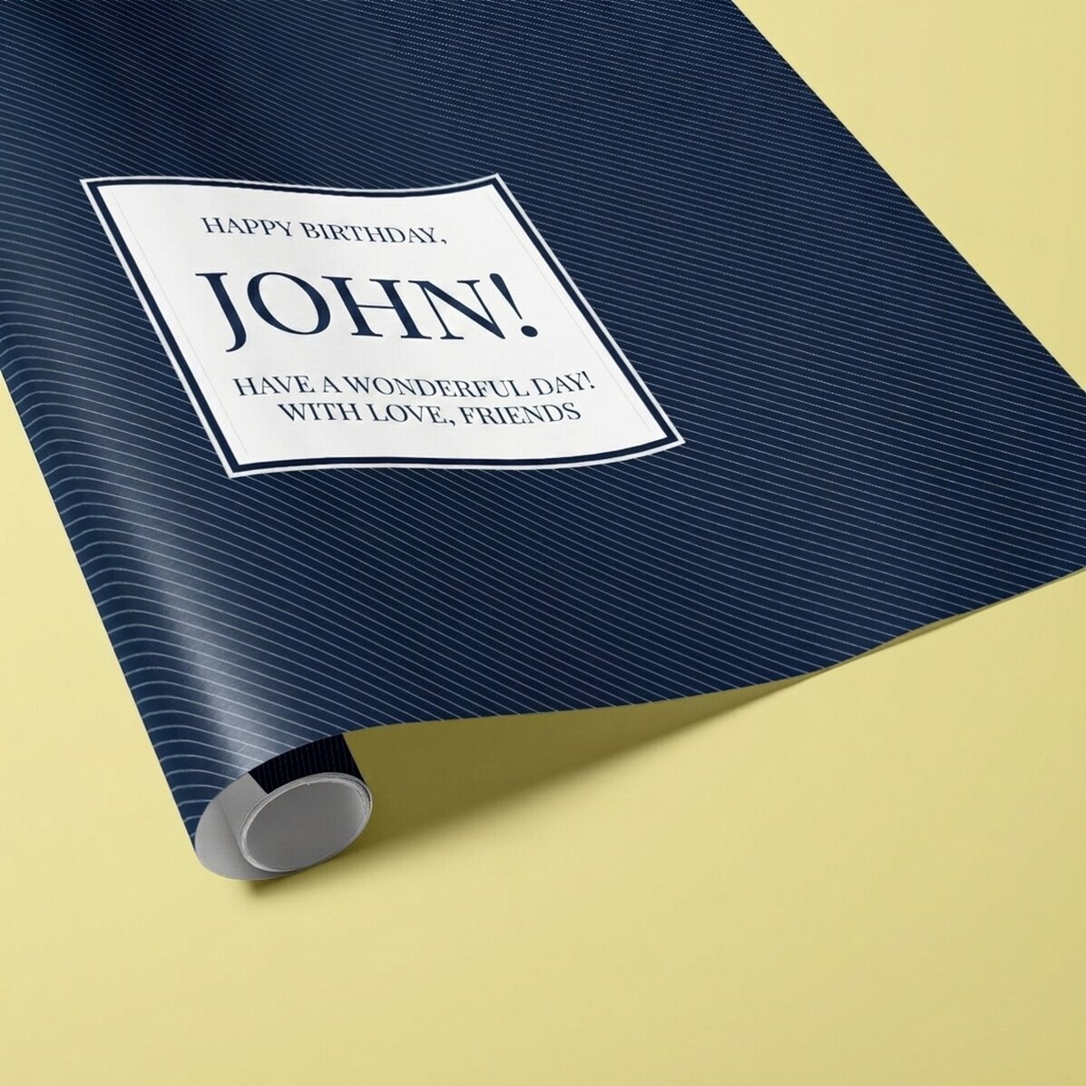 Individuell gestaltetes Geschenkpapier mit Text – Dunkelblau
