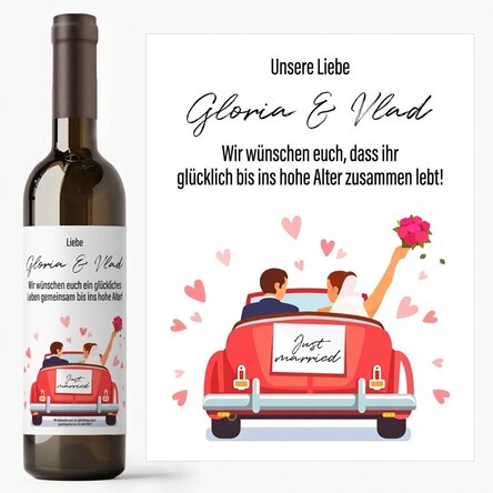 Wein mit persönlicher Botschaft – Frischvermähltes Paar