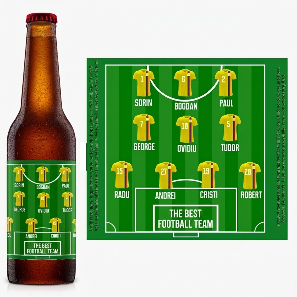 Bier mit individueller Beschriftung – Fußballmannschaft