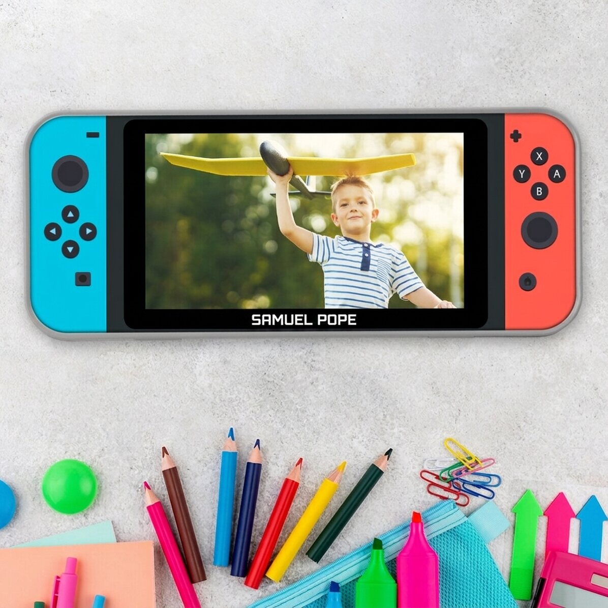 Personalisiertes Federmäppchen mit Foto und Namen – Videospielkonsole