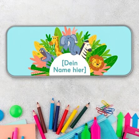 Personalisiertes Federmäppchen mit Aufdruck – Tiere