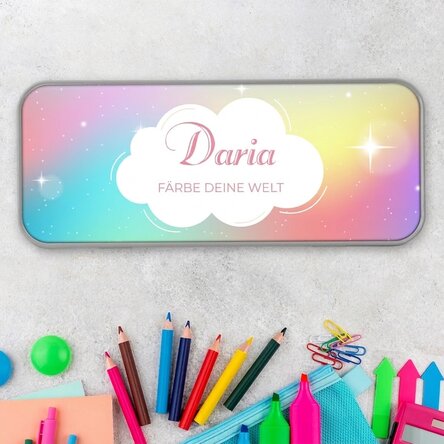 Personalisiertes Federmäppchen mit Text – Rainbow