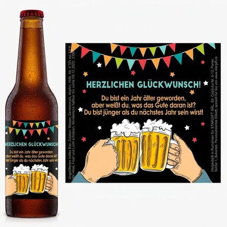 Individuell gestaltetes Bier mit lustiger Botschaft – Herzlichen Glückwunsch zum Geburtstag