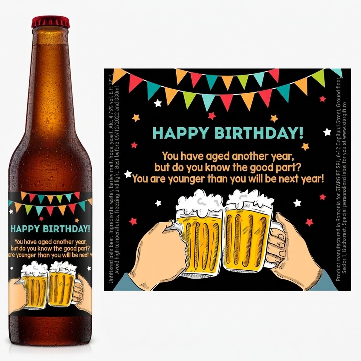 Individuell gestaltetes Bier mit lustiger Botschaft – Herzlichen Glückwunsch zum Geburtstag
