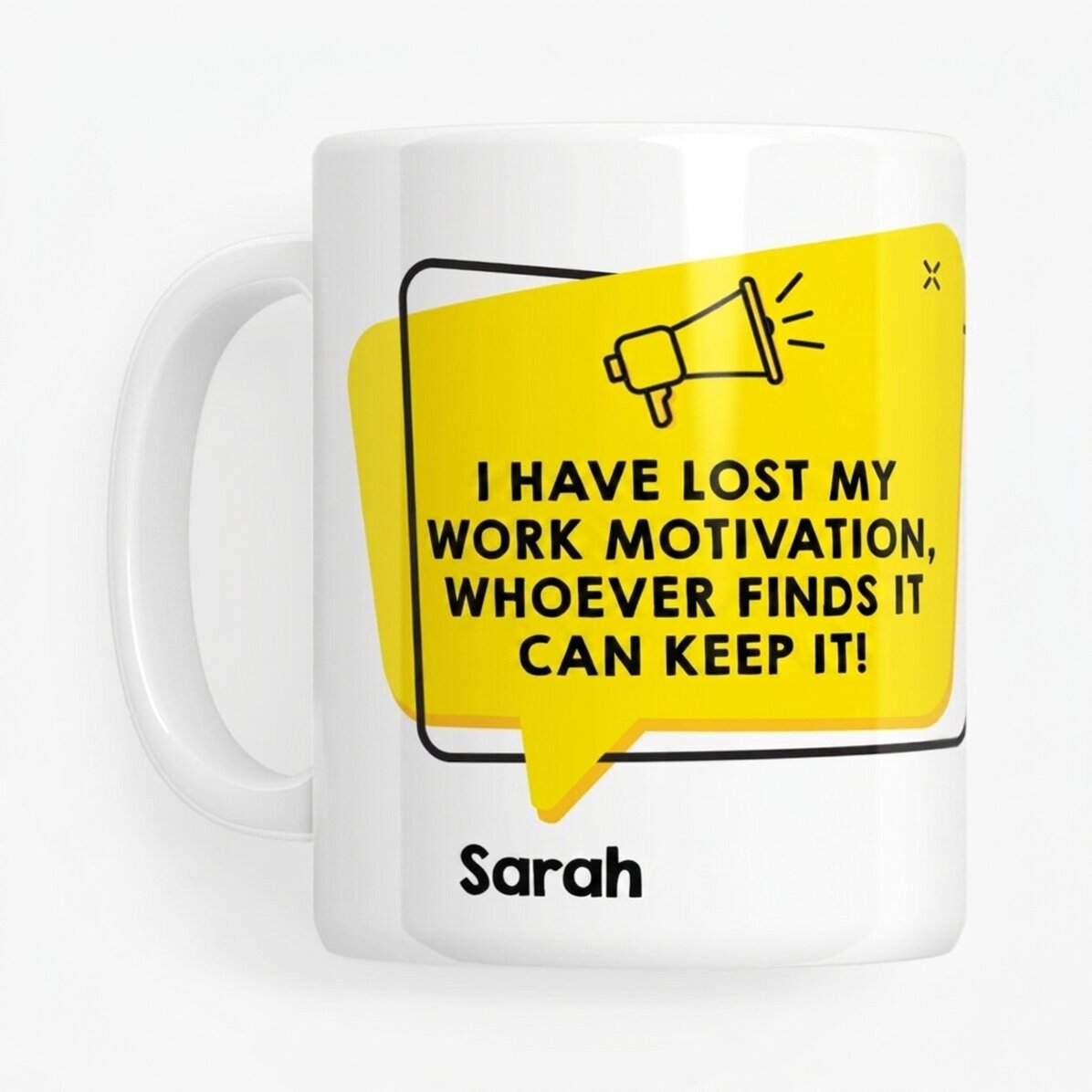 Personalisierte Tasse mit Text – Anzeige