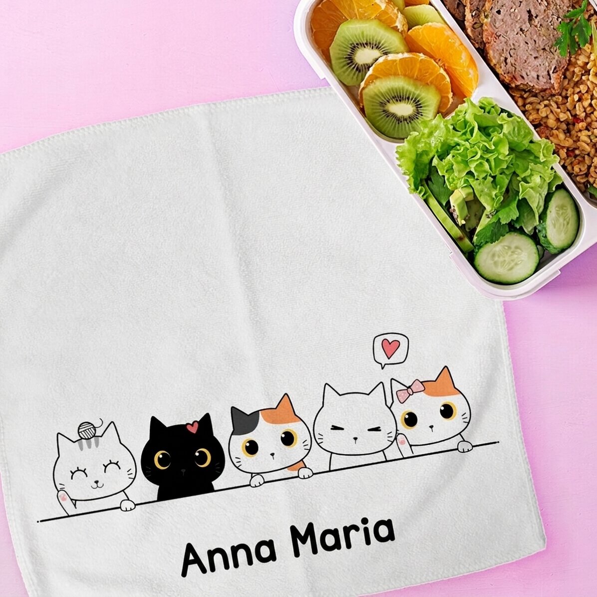 Personalisiertes Handtuch mit Aufdruck für Kinder – Kätzchen