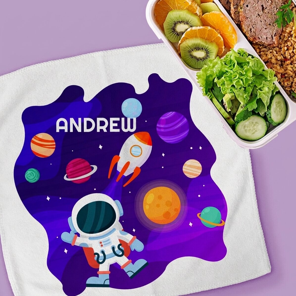 Personalisiertes Handtuch mit Aufdruck – Space
