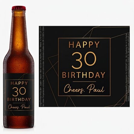 Bier mit individueller Aufschrift – Happy Birthday Gold