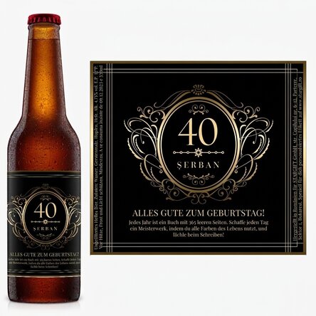 Bier mit individueller Aufschrift – Happy 40