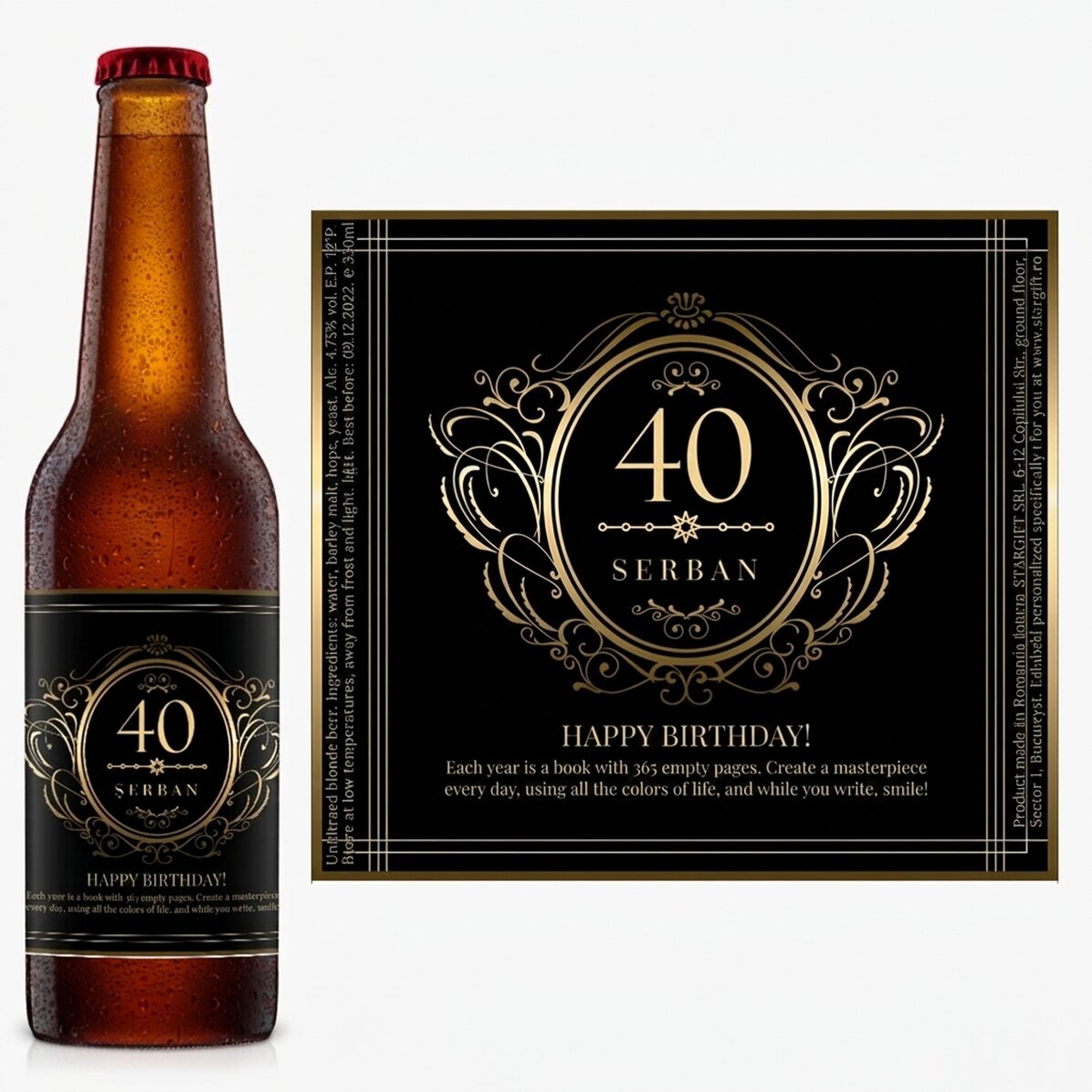Bier mit individueller Aufschrift – Happy 40