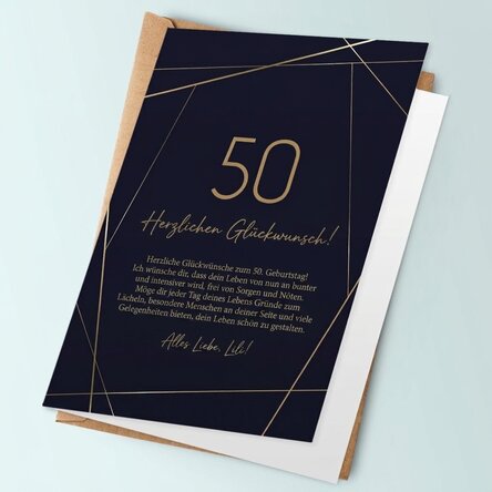 Personalisierte Grußkarte mit Text – Golden 50