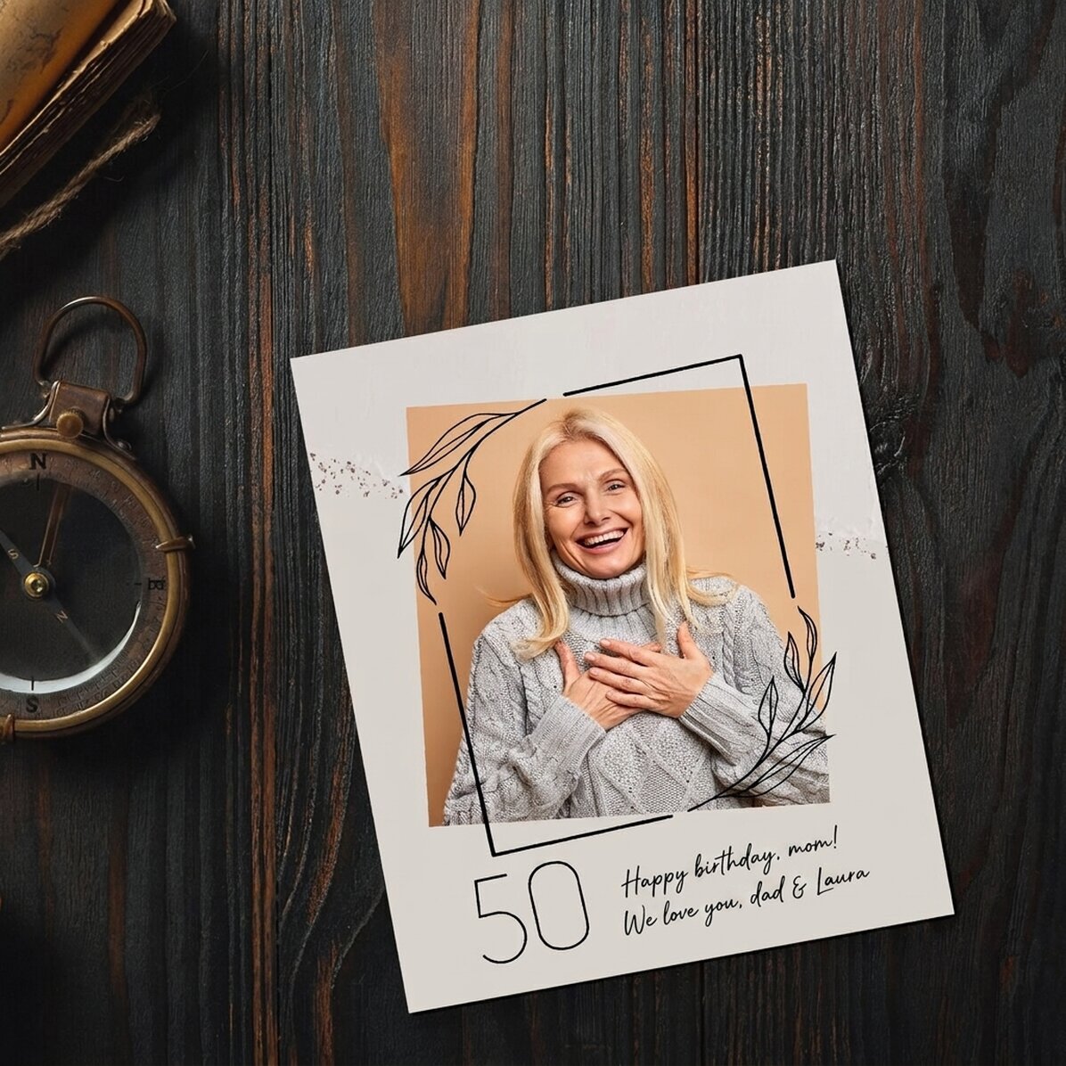Personalisiertes Foto im Format 10 x 12 cm – Goldakzente