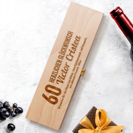 Personalisierte Weinkiste zum Geburtstag mit Grußbotschaft – Herzlichen Glückwunsch zum Geburtstag