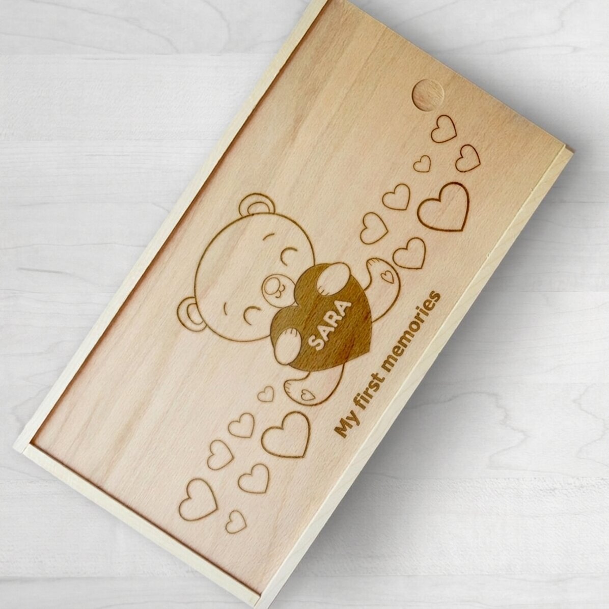 Personalisierte Geschenkbox aus Holz – Meine ersten Erinnerungen