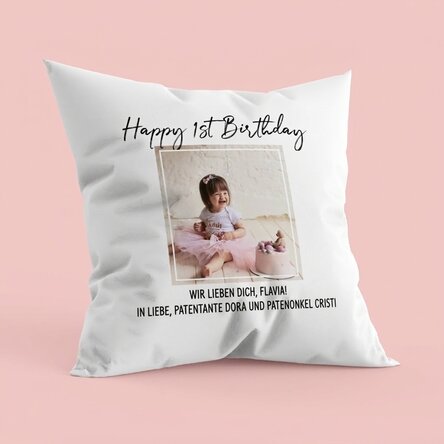 Personalisiertes Kissen mit Foto und Text – Happy Birthday