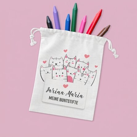 Kleiner, individuell gestalteter Beutel mit Aufdruck – Kitty