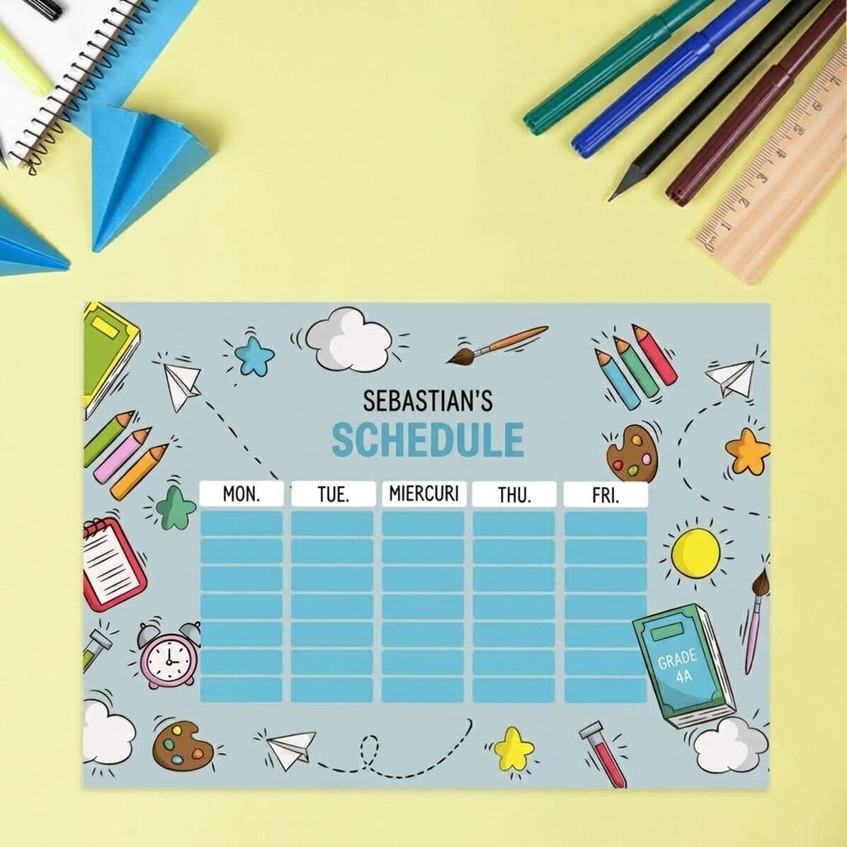 Individueller Stundenplan mit Text – Schule