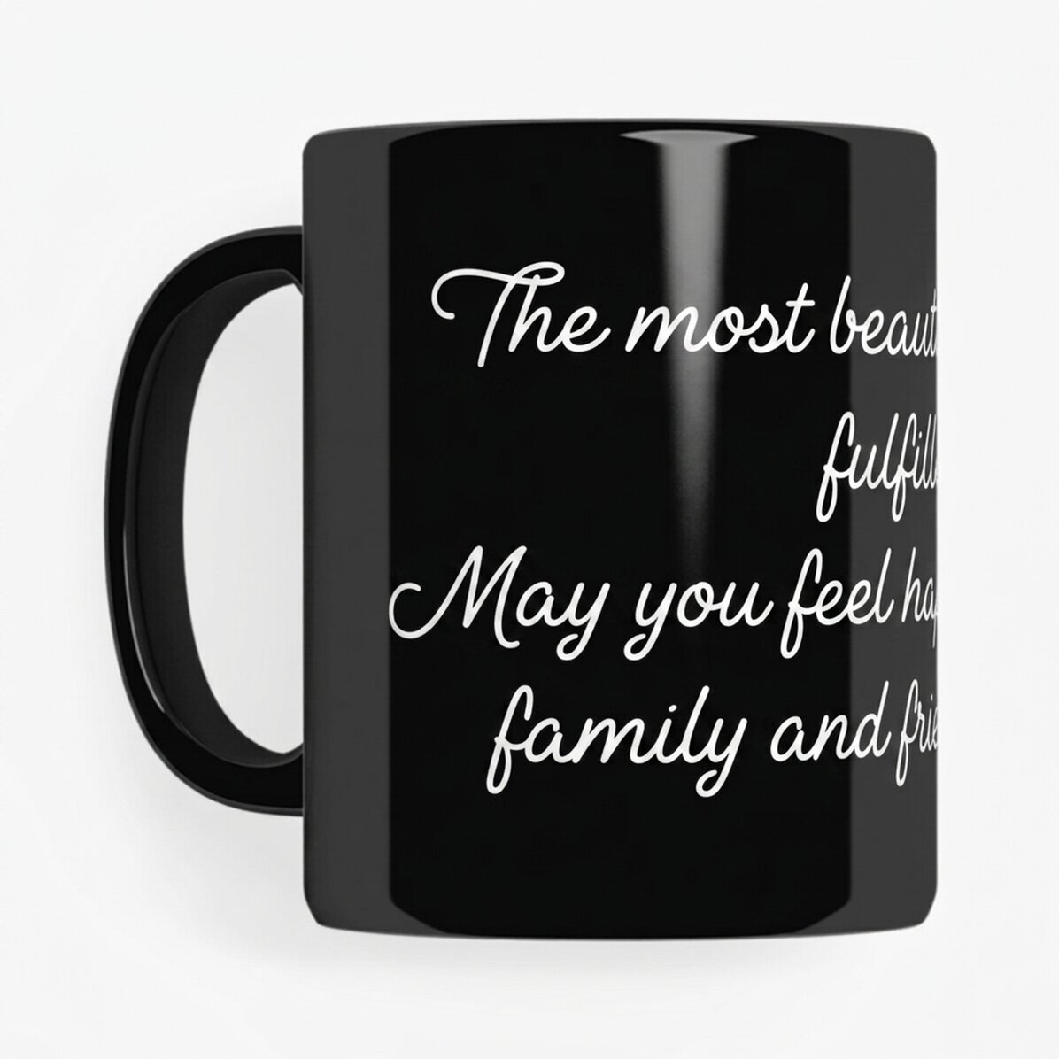 Personalisierte schwarze Tasse mit Botschaft