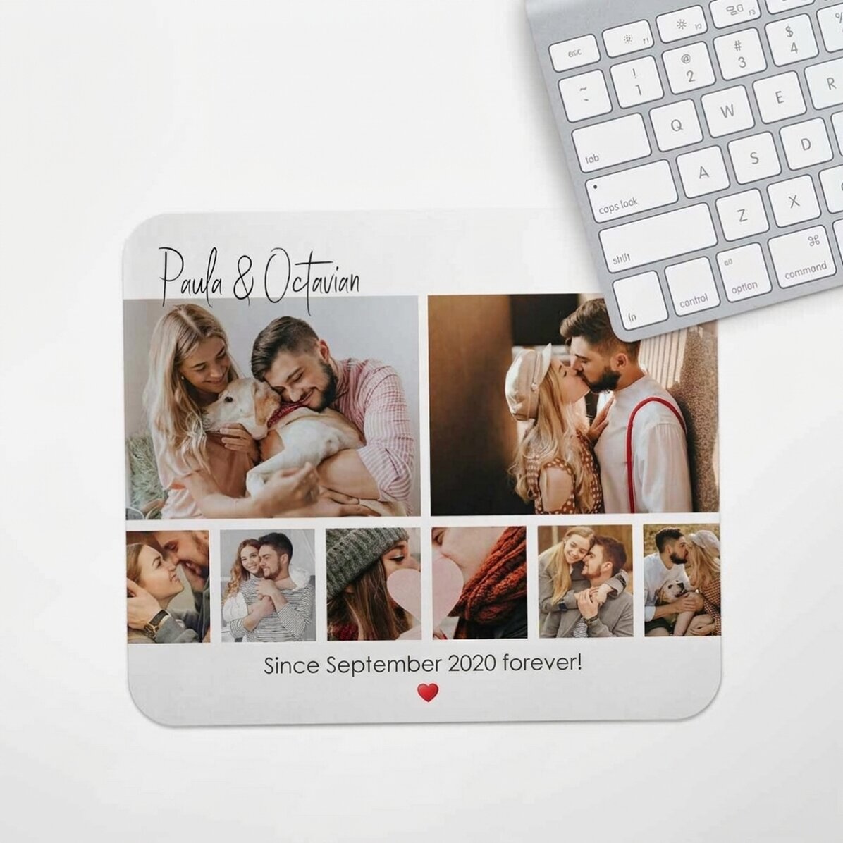 Individuell gestaltetes Mauspad mit 8 Fotos und Text – For you
