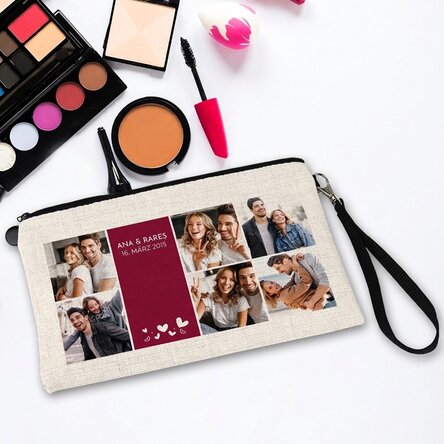 Personalisierte Kosmetiktasche mit Text und 6 Fotos