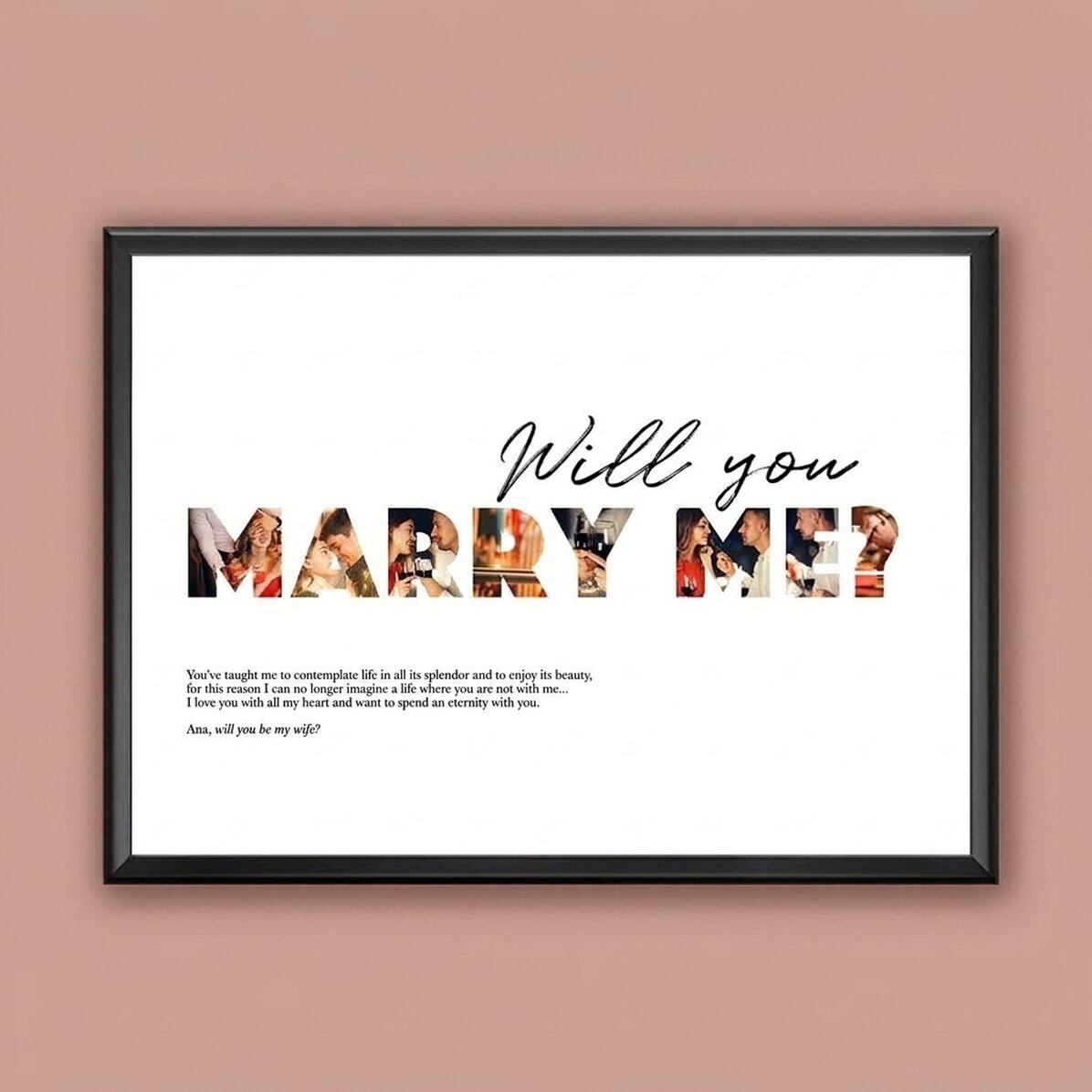 Individuell gestaltetes Landschaftsbild mit 8 Fotos und Text – Willst du mich heiraten?