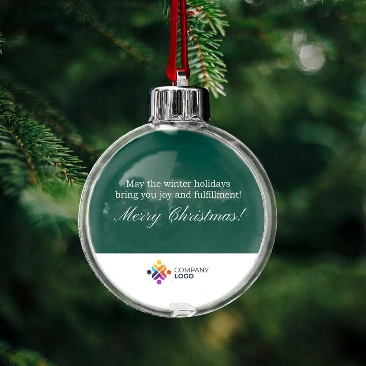 Personalised bauble with logo and message - Merry Christmas!