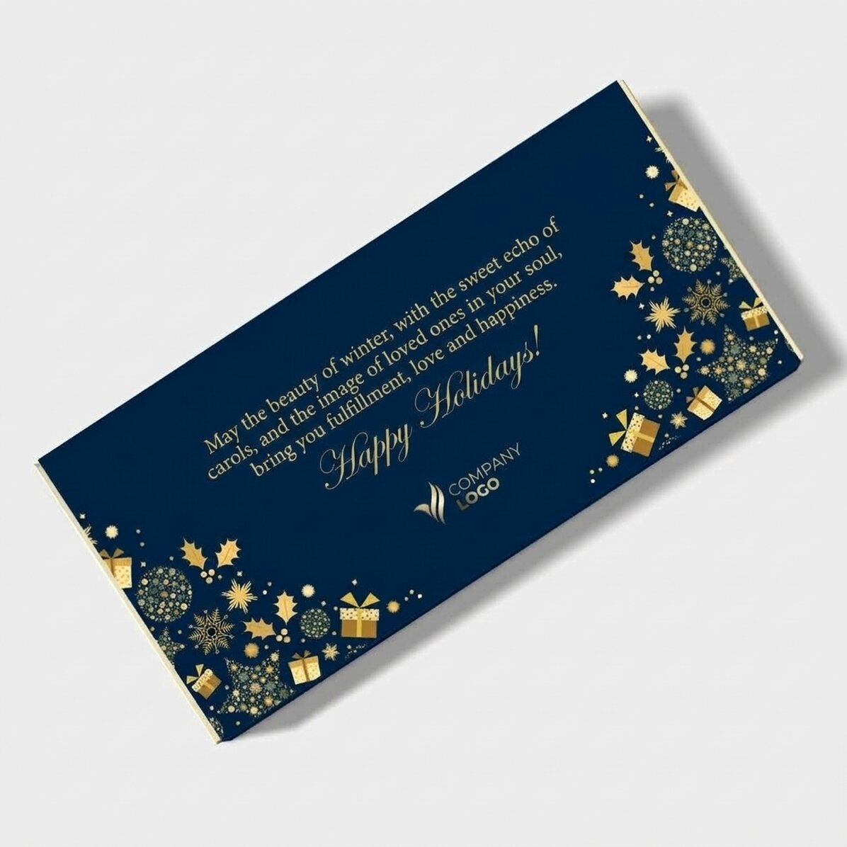 Personalisierte Schokolade mit Text und Logo – Weihnachtsgeschichte