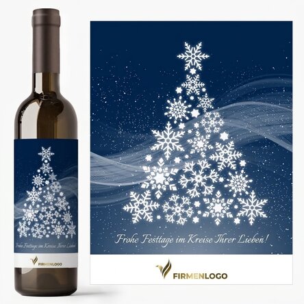 Personalisierter Wein mit Logo und Botschaft – Frohe Weihnachten!