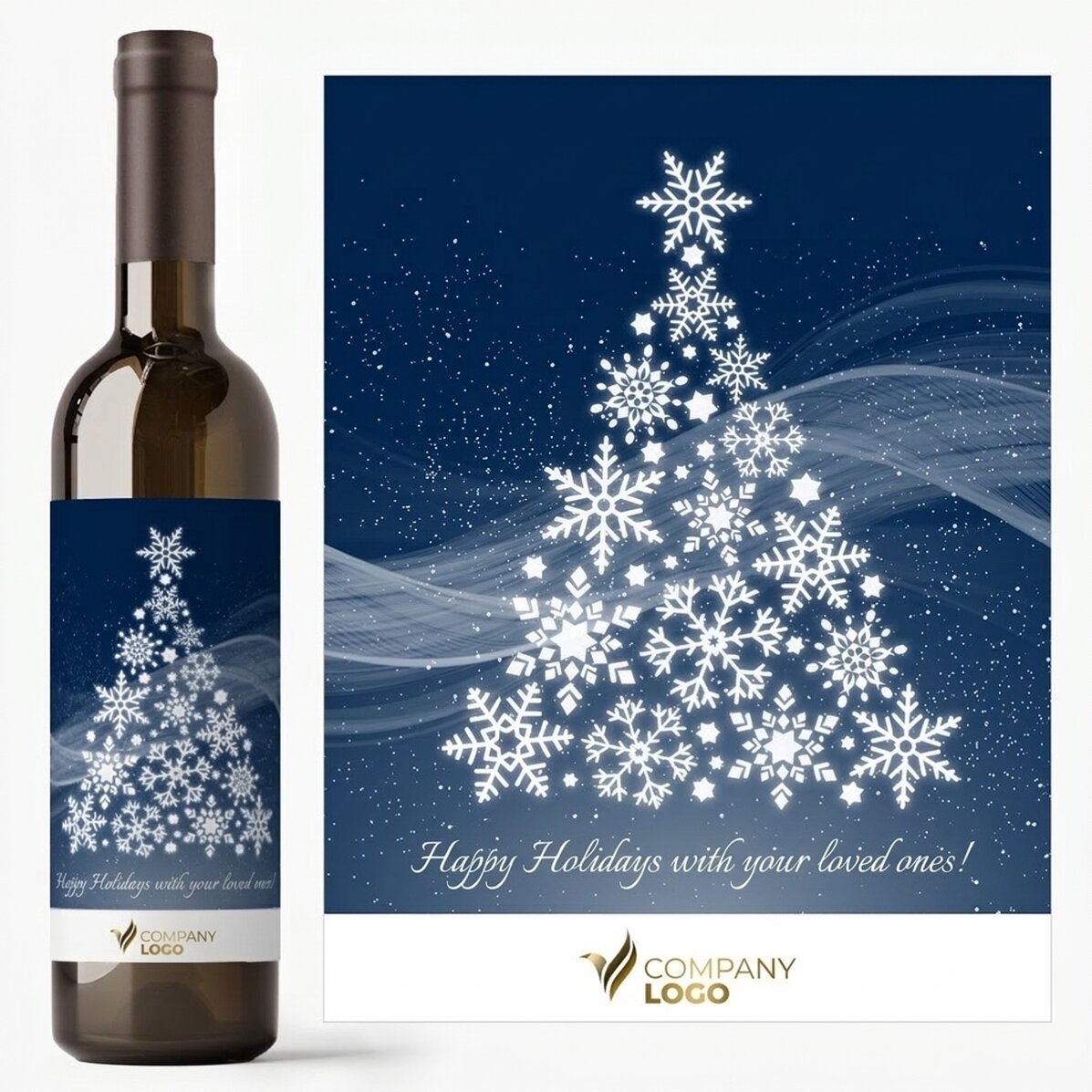 Personalisierter Wein mit Logo und Botschaft – Frohe Weihnachten!
